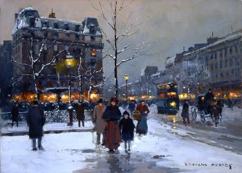 愛德華 科爾特斯 Place Pigalle, Winter Evening